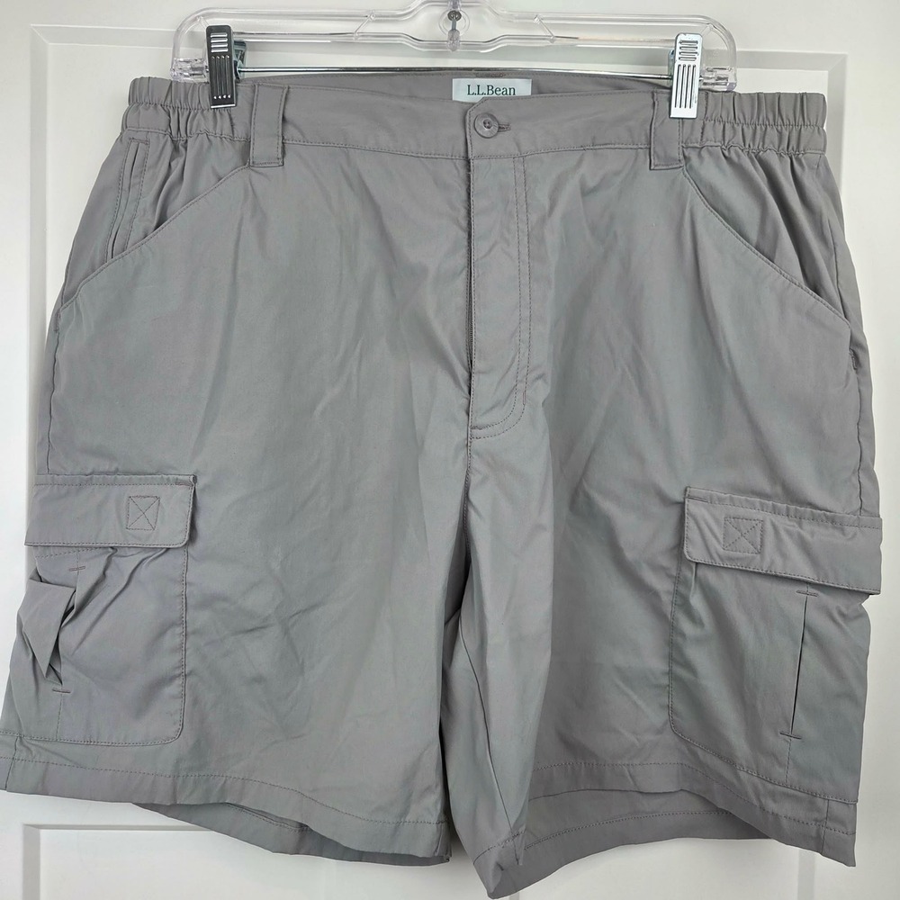 L.L. Bean Men's Gray Nylon Spandex Cargo Hiking Shorts Large Regular 293426